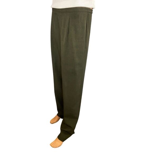 Olive Green Dress Pants Womens Size 12P Career Wear Trousers Pockets Loose Fit - Picture 1 of 5